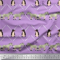 Soimoi ljubičasta pamučna kambrična tkanina pingvina i pruga životinja za životinje šivanje tkanine