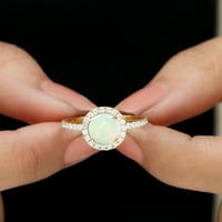Klasični etiopski opal prsten sa moissine Halo - Angažov prsten, 14k žuto zlato, SAD 8.50