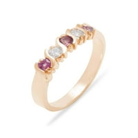 Britanska napravljena od 10k Rose Gold Prirodni ružičasti turmalin i dijamantni ženski vječni prsten