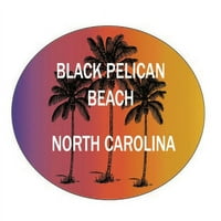 Crna pelikanska plaža Sjeverna Karolina Suvenir Palm Drveće Surfanje Trendy Ovalna naljepnica naljepnica
