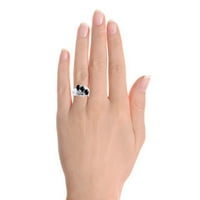 Kameni ovalni oblik Ony prsten set u 14k bijelo zlato - boja kamen rođenja prstena lr7043oncabw-d