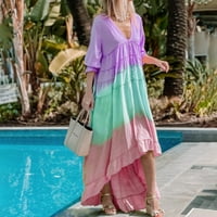 Ljetne haljine za žene s kratkim rukavima za ispis cvjetnog uzorka V-izrez midi fit i flare modni trendi