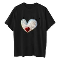Olyvenn Smanjene bluze za žene za žene Proljeće Ljeto Trendy Love Heart Print Short rukav Crew Crt Laba