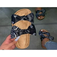 Dame ženske ravne listiće na klizačima platforme Sandale papuče Dual Bowknot Leopard ispisane papuče