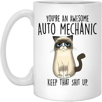 Auto mehanička krigla, smiješna auto mehaničara CAT CAT, vi ste fenomenalni auto mehaničar zadržite