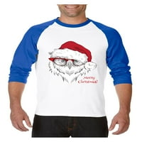 MMF - muški majica rukavske majice - božićna sova sa crvenim šeširom i naočarima