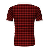 Muška košulja Proljeće Ljeto Kratki rukav Zipper Revel Plaid Print Casual majica Top polo majice za