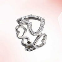 Prstenovi u obliku srca rhinestone prsten za prste elegantan nakit nakita prstiju Veličina ukrasa prsta
