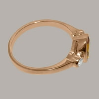 Britanci napravio 9K ružičastog zlatnog prstena sa prirodnim citrinskim i kubnim cirkonijskim ženskim