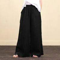 HHEI_K modne žene labave pune boje casual široke pantalone za noge pamučne pantalone za žene za žene