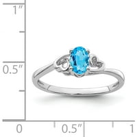 Sterling Silver Rhodium-Svjetlo Swiss Blue Topaz prsten izrađen u Kini QBR15DEC-5