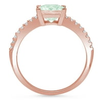 1. CT sjajna princeza Clear Simulirani dijamant 18k Rose Gold Solitaire sa Accenting prstenom SZ 6.25