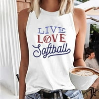 Žene Ljetne casual majice okrugli vrat bez rukava bez rukava slobodno udobne vrhove tunike za bejzbol