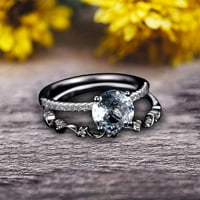 Art Deco 1. Carat Okrugli rez prirodni plavi akvamarinski prsten za angažman prsten na 10k bijelo zlato