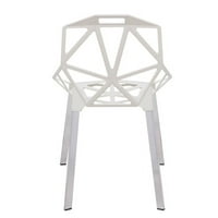 Leisuremod Dalton Moderna željezna šuplja leđa Bočna stolica u bijeloj boji