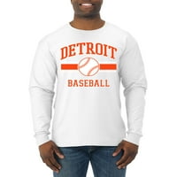 Divlji Bobby City of Detroit bejzbol Fantasy Fan Sports Muška majica dugih rukava, Bijela, mala