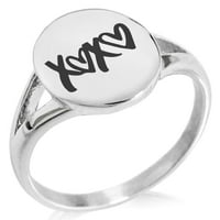 Nehrđajući čelik xoxo srce minimalistički ovalni vrhunski polirani prsten izjave
