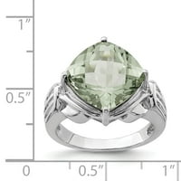 Bijeli sterling srebrni prsten za srebrni dragi prazriolit jastuk zelena