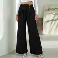 Žene pune boje velike veličine casual hlače pamučne i posteljine labave obrezane hlače širine pantalone