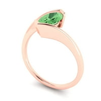2. CT sjajan markizni rez simulirani zeleni dijamant 14K ružičarski zlatni pasijans prsten sz 5.25