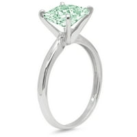 2. CT sjajna princeza simulirani zeleni dijamant 14k bijeli zlatni pasijans prsten sz 7.5