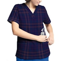 Hanas Tops Plus sizeni ispisani piling Radne uniforme vrhova za žene V-izrez kratki rukav majica na