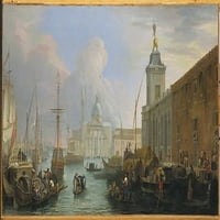 Bacino, Venecija, sa Doganom i udaljenom pogledom na poster Isola di San Giorgio Print Luca Carlevaris