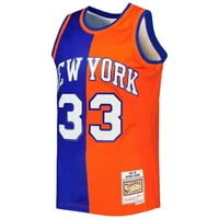 Muški Mitchell & Ness Patrick Ewing Blue Orange New York Knicks Tvrdo drvo Klasika Split Swingman Jersey