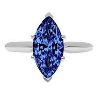 2.5ct Marquise rez plavi simulirani tanzanite 18k bijelo zlato Angažovanje prstena veličine 10,25