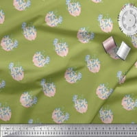 Soimoi Green Japan Crepe saten tkanine Tropske cvjetne akvarelne tkanine otisci na dvorištu široko