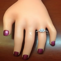 Dame 18k bijeli zlatni prsten za zaručnika za ljuljanje s halo sa 1,50ct okrugli bijeli safir CTR 0.