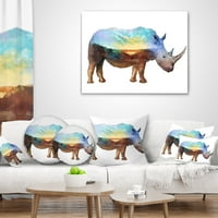 Art DesimanArt 'Rhino dvostruka ekspozicija Ilustracija' Animal Backing Jastuk u. In. Medium