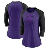 Ženske Nike Purple Black Colorado Rockies Sljedeći TRI-Blend Raglan 3 majica s 4 rukava