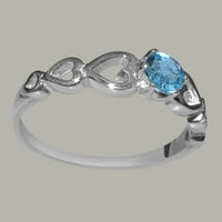 Britanci napravio je 9ct bijelo zlato prirodno plavo Topaz ženski Prsten za pasijans - Opcije veličine