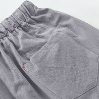 Capri pantalone za muškarce Čvrsti elastični struk navlake ravne pamučne posteljine hlače casual labave