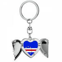 Cape Verde Nacionalna zastava Afrika Country Heart Angel Wing ključni držač lanca