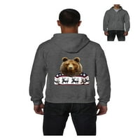 MMF - Muška dukserica pulover punog zip - medvjed u Xmas ružnom džemper