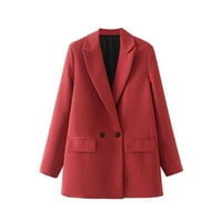 Modna jakna za blejner ženski opušteni fit dugi rukav dvostruki grudi 2-tipka zarez zareznog kolektora