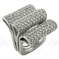 Luxe nakit dizajnira ženski rodijum završio srebrni prsten Sterling sa kubnim cirkonijom AAA klase -