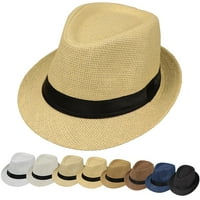 Muškarac Slamna šešir za žene Ljeto Trendy Beach Sun Hats Solid Boja Fedoras Ribbon Casual Cowboy Jazz