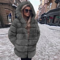 Popularni zimski kaputi za žensku imitaciju za patchwork sa kapute sa kapuljačom srednje dužine