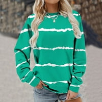 Ženske plus veličine modne majice dugih rukava Ispisuje okrugle vrat Duks pulover labavi tunički vrhovi