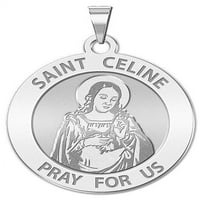 Saint Celine Religiozna medalja veličine dime, čvrstog 14k bijelog zlata