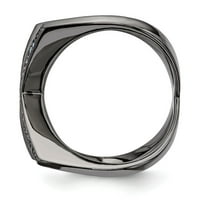 Sterling srebrni crno-rodijumski bijeli bijeli ring ring - veličina - mjere široke