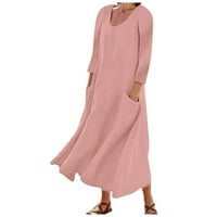 Vivianyo HD ženske haljine s dugim rukavima za čišćenje ženske modne boje dugih rukava pamučna posteljina