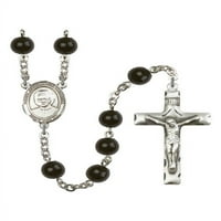 St. Josemaria Escriva srebrna kružna krunica crne boje perle Crucifi Veličina medaljine šarm