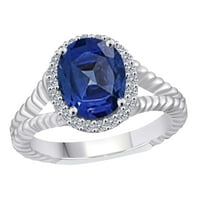 Aonejewelry 1. Carat Sapphire i dijamantni prsten u 4K čvrstih ruža, bijelog i žutog zlata