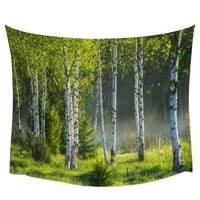 Proljetni pejzaž sa zelenom breze drveće zid za tapiserije Viseći kućni dekor spavaća soba ukras za