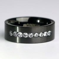 Crni pozlaćeni mat titanijum čelični mens prsten za muškarce Vjenčani band AAA CZ MAN prsten