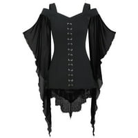 Noć vještica Kostimi Žene Gothic Criss Cross Cart Umetni majica rukav plus veličine vrhova crna xxl